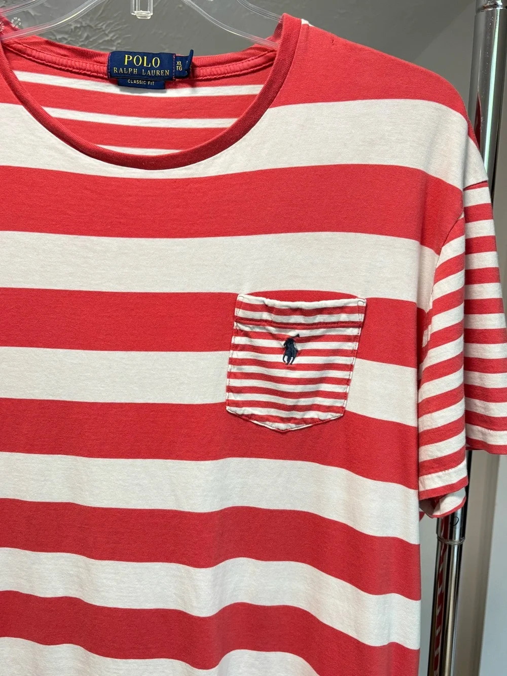 Polo Ralph Lauren striped colorblock pocket tee, size XL